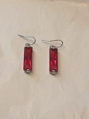 Color Crystal Rectangle Drop Earrings